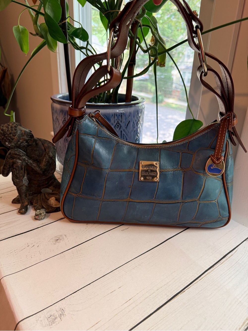 Dooney & Bourke | Vintage Nile Collection Croc-Embossed Leather Hobo Bag